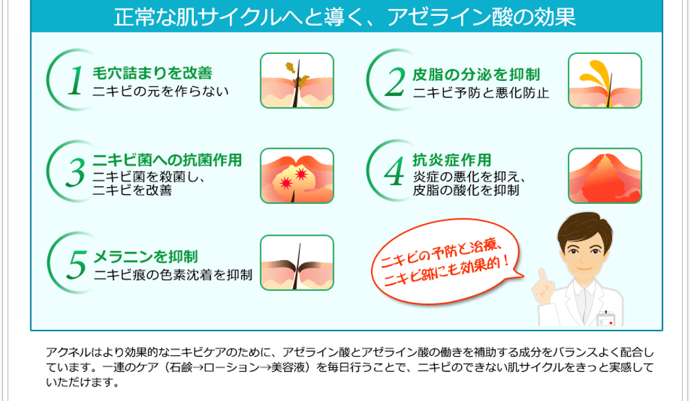 アゼライン酸の効果(ニキビ、酒さ)(神戸・皮膚科) はやし皮ふ科クリニック アゼライン酸の効果(ニキビ、酒さ)(神戸・皮膚科) はやし皮ふ科クリニック