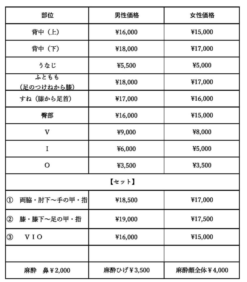 ●脱毛価格２５／8月② ブログ用